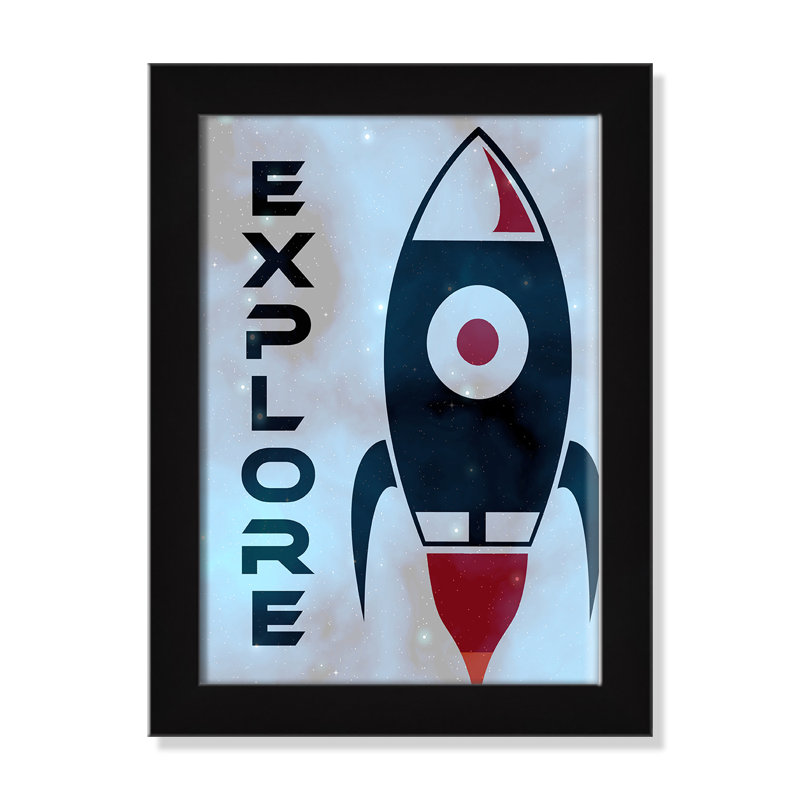 Space Transportation, 16" H x 12" W x 0.63" D, Silver Flat Framed