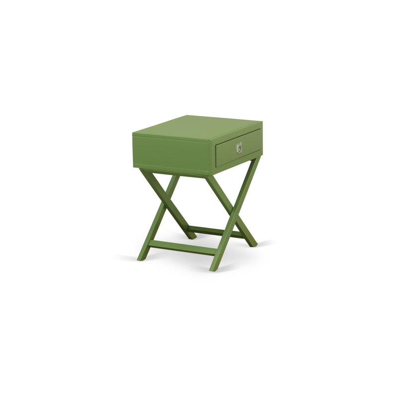 Table de bout avec tiroir Wonderful Hamilton, ensemble de 1, au fini vert trèfle, Vert trèfle