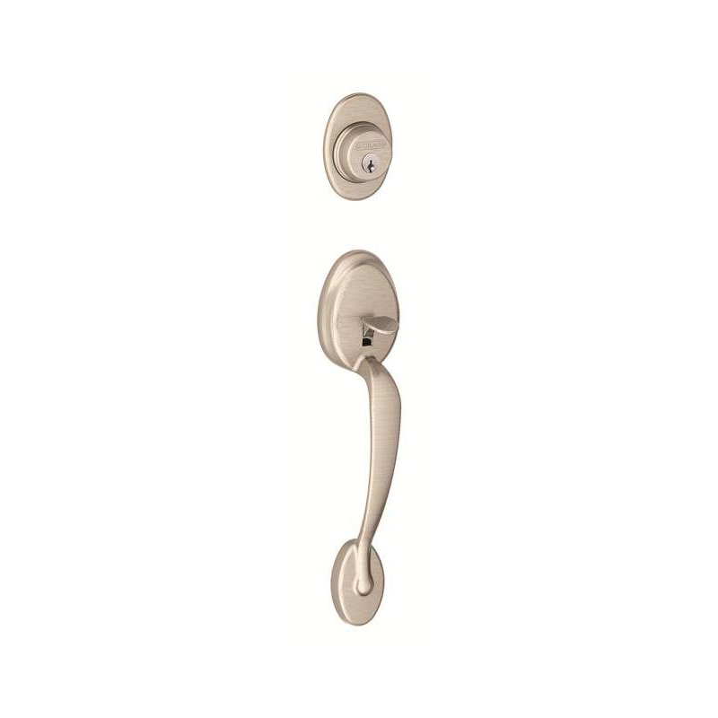 Plymouth Double Cylinder Handleset with Accent Left Interior Lever, Satin Nickel, Keyed Alike, Yes