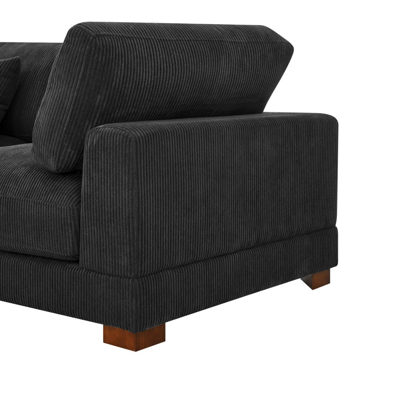 Andreco Corduroy U-Shaped Sectional, Black Corduroy
