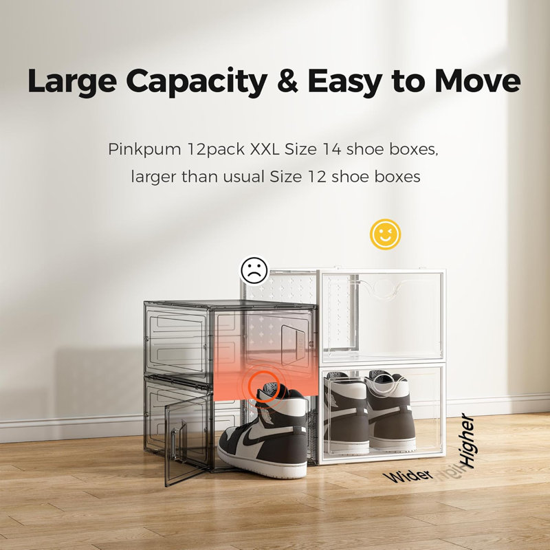 Clear Stackable Shoe Storage Boxes, Extra Large Plastic Shoe Organizers For Closet, Sturdy And Breathable Shoe Containers For Sneakers And Footwear