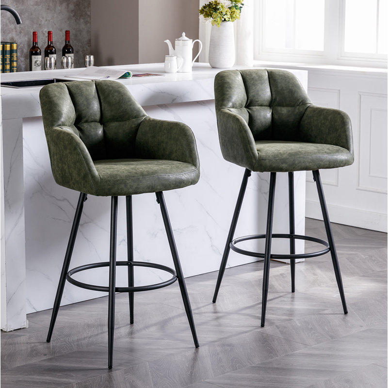Tabouret de bar 30 po Irelyn, Polyuréthane vert foncé