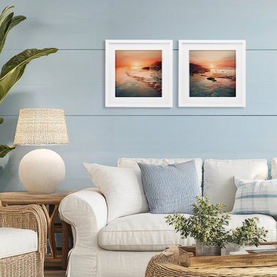 Warm Sunset Melodies 2pc Framed Print Under Glass Set, design by Lazar Studio