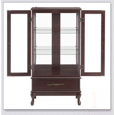 Curio Cabinet With Lighted Glass, Adjustable Shelves, And Elegant Finish For Displaying Collectibles