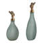Ensemble de 2 vases décoratifs modernes en verre en forme de larme pour la décoration intérieure - Vases hauts contemporains pour la mise en valeur de la table - Lot de 2, 35,5 cm et 28 cm, vert et argent