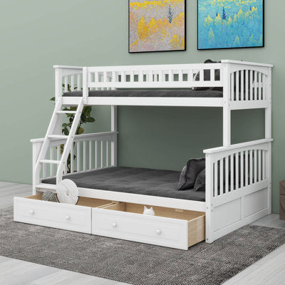 Twin Over Full Bunk Bed With Drawers, Convertible Beds