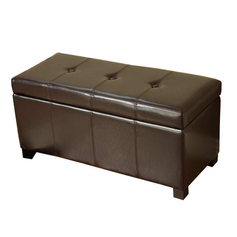 Santoro Faux Leather Upholstered Storage Bench, Dark Brown