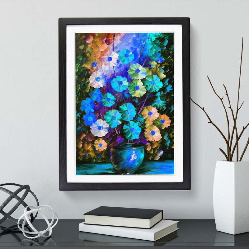 Vase Of Flowers No.5 - Single Picture Frame Painting, Black , 64cm H x 46cm W x 2cm D