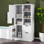 Armoire de rangement haute pour salle de bain, armoire de rangement autoportante pour plancher de salle de bain avec portes et tiroirs, tablette ouverte, plusieurs espaces de rangement
