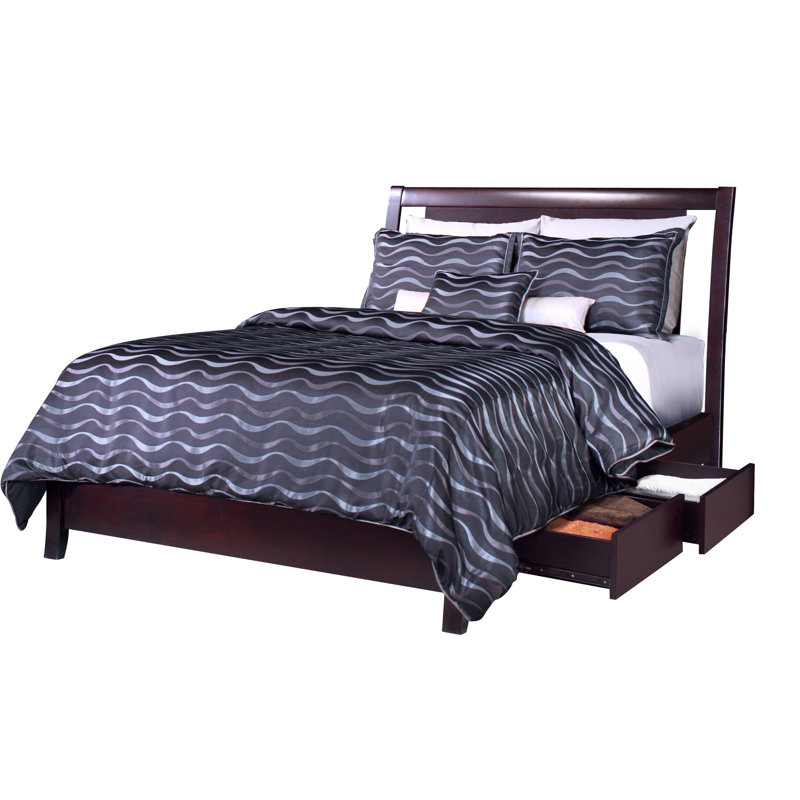 Lit standard en bois massif avec rangement Dornof, Simple