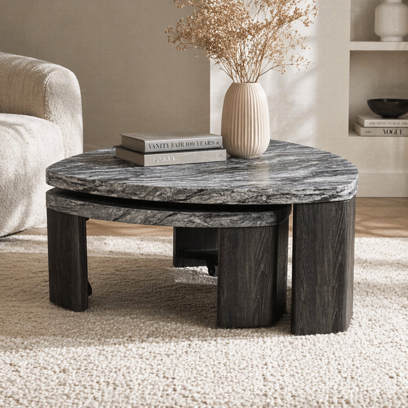 Ensemble de 2 tables basses gigognes Granite Grey