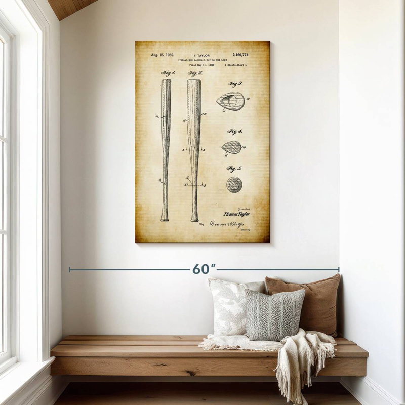 Streamlined Baseball Bat Ladarrin, 45" H x 30" W