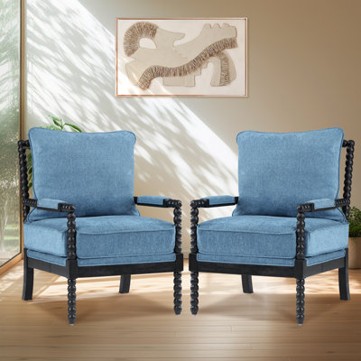 Ocelia Elegant 25.5Wide Spindle Leg Accent Chair With Cushioned Back And Seat by Bungalow Rose
