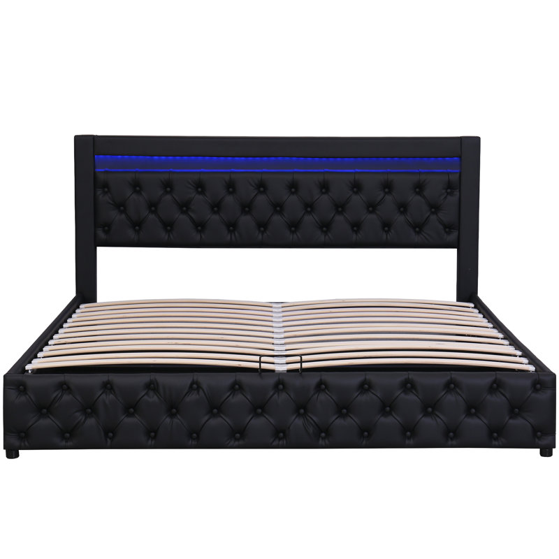 Boyertown Upholstered Ottoman Storage Bed, Black, Super King (6')