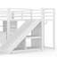 Lit mezzanine en métal pour une personne avec glissade, échelle, tiroirs de rangement, garde-robe et bande DEL pour enfants et adolescents, blanc-913603738