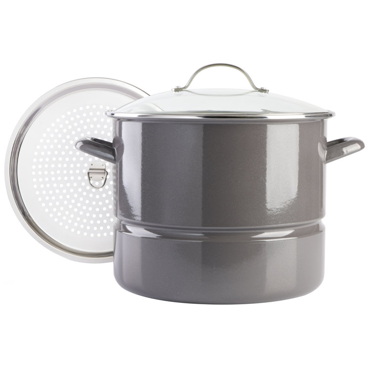 Kitchen Aluminum 32 Quart Steamer Pot with 21 Quart Steamer Basket and  Glass USA