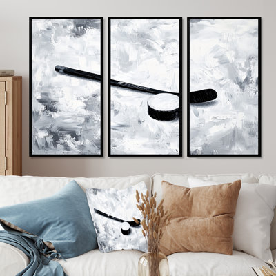 Hockey Puck and Stick I - ensemble d'art mural de hockey