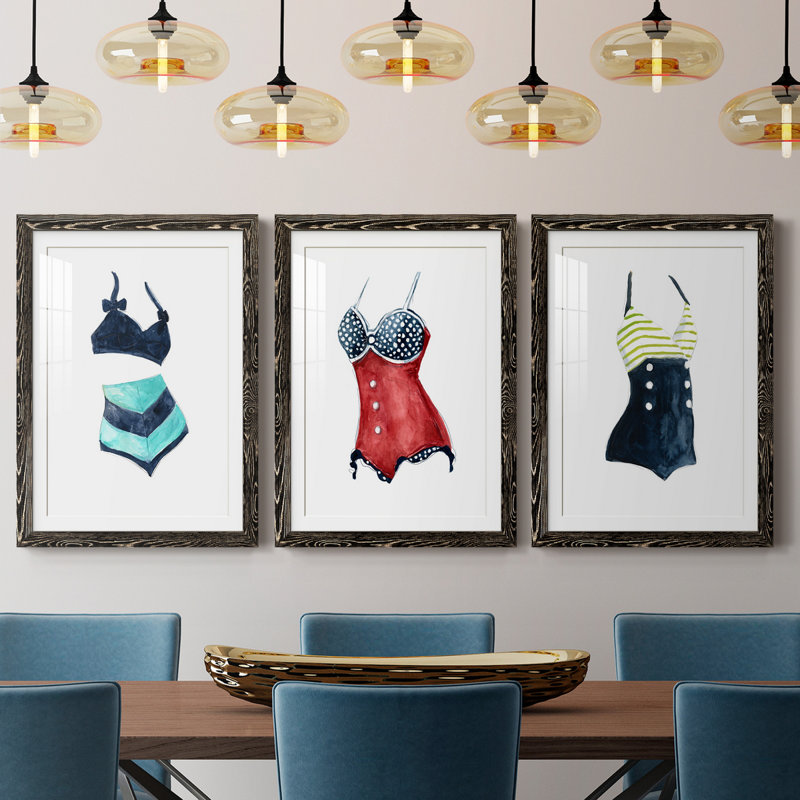 Ensemble de peinture rétro 3 pièces, Noir, H 31,5 po x l 47 po x P 1,5 po