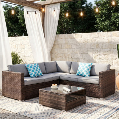 4-pieces Patio Conversation Seating Group With Cushions