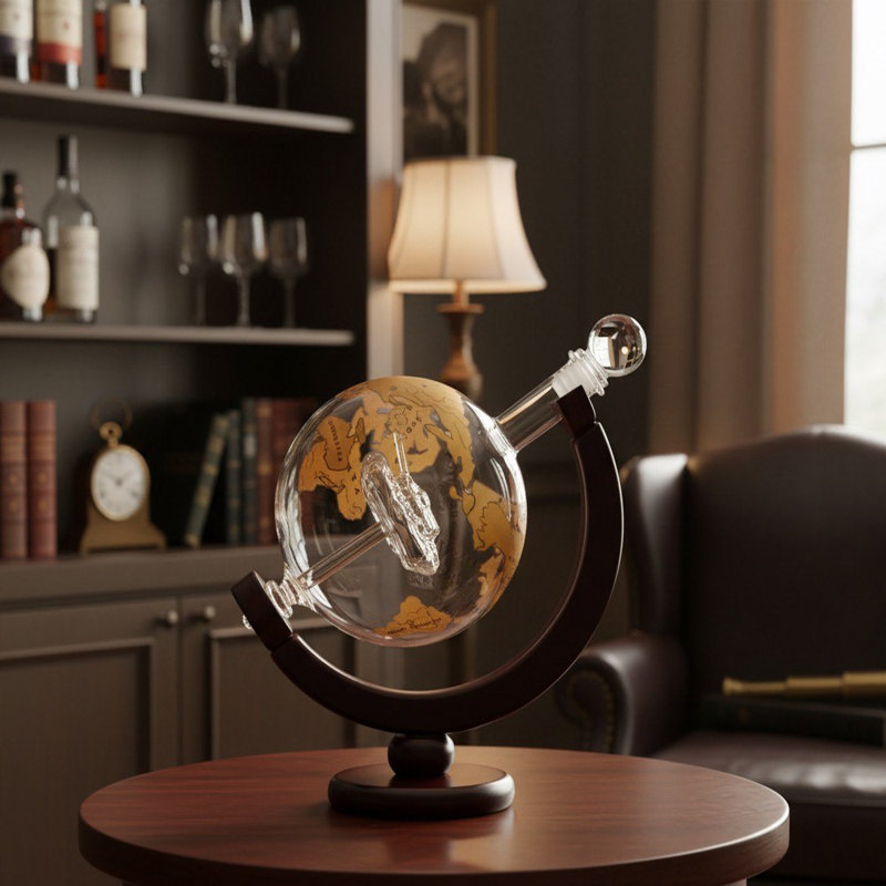 Clea Globe Tank Decanter 750ml with Gold Finish