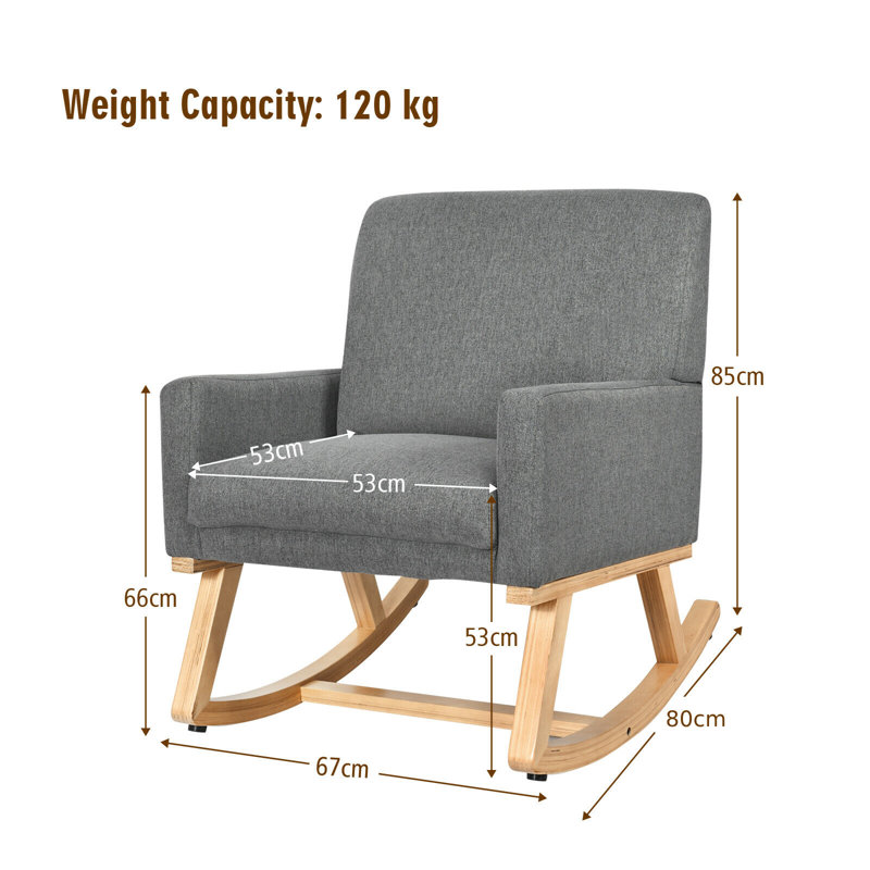 Nolea Upholstered Rocking Chair, Grey