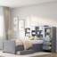 Lit plateforme en bois avec tiroirs et compartiments de rangement-70674188