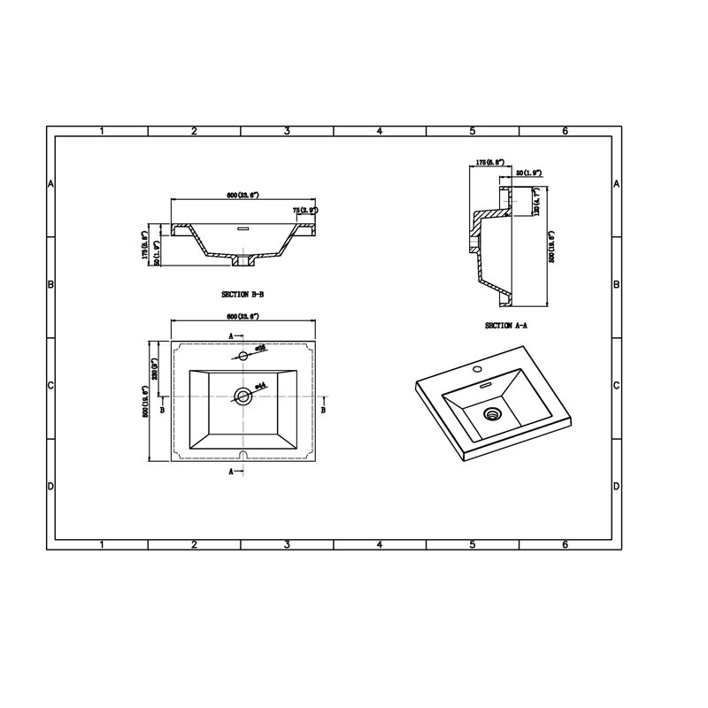 Alma 19.5'' Chrome Polymarble Rectangular Bathroom Sink with Overflow