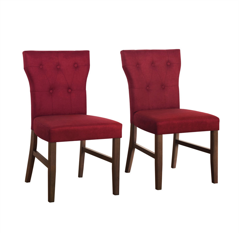 Ast 18.90'' H Tufted Linen Upholstered Side Chair, Red