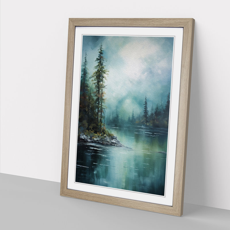 Lake Abstract - Framed Print, Oak, 64cm H x 46cm W x 2cm D