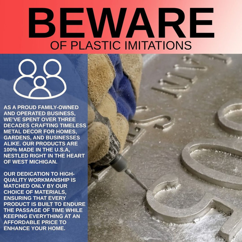 Plaque d'adresse pour pelouse 1 ligne Shamrock, Rouge brique / argent