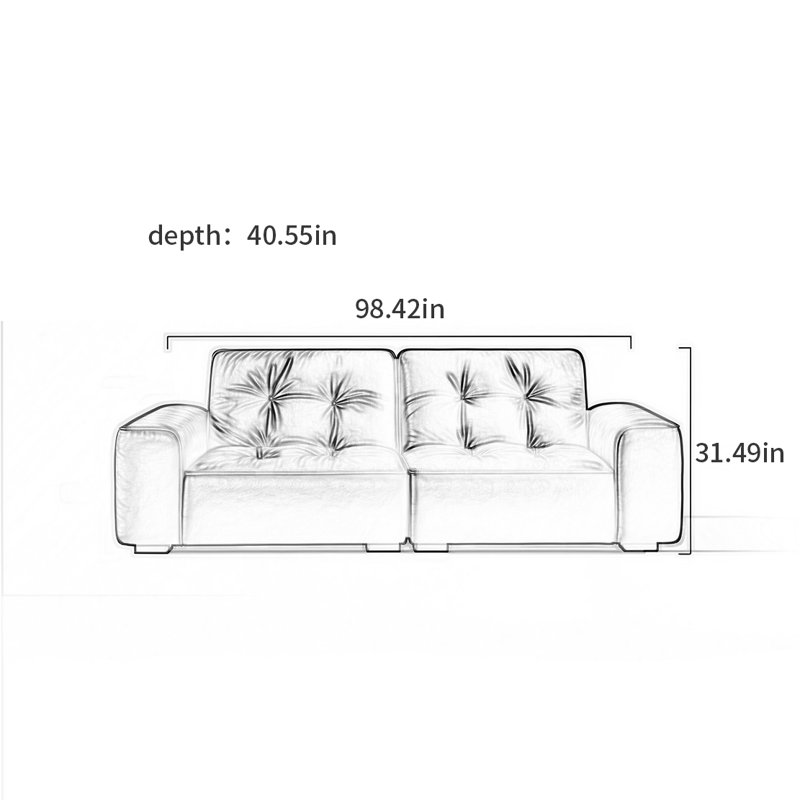 Canapé italien de luxe moderne italien, 3, H 31,49 po x l 98,42 po x P 40,55 po