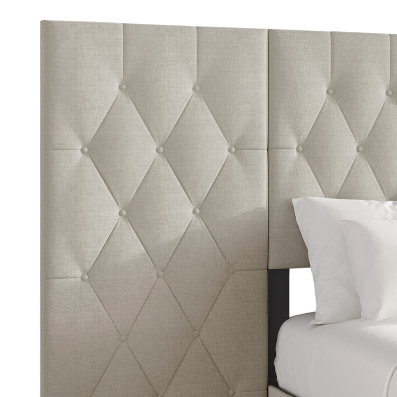 Grand lit mural en lin gris chaud, Grand, Gris chaleureux