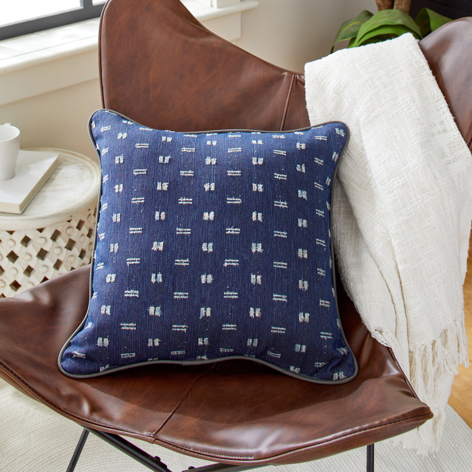 Zisper Geometric Throw Pillow, 20" x 20", Blue
