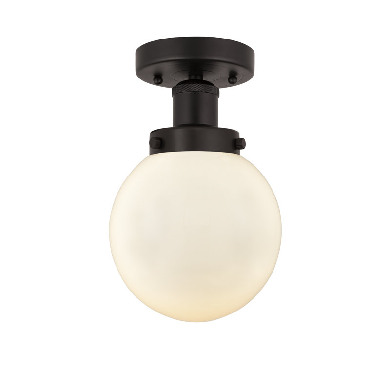 Plafonnier semi-encastré en verre Alfonsa, Bronze huilé, Blanc mat