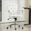Chaise de bureau, fauteuil de bureau d'ordinateur avec tissu velouté touffeté à boutons, fauteuil de coiffeuse pivotant-982895497