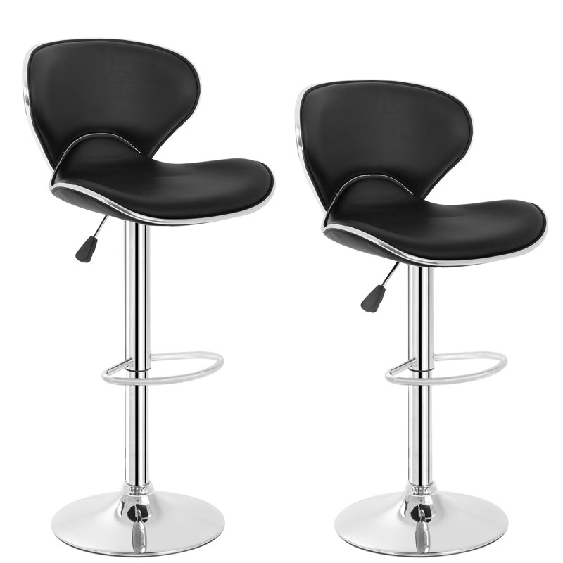 Noaelle Bar Stool Set Swivel PU Leather Upholstered Dining Chair Adjustable Height Counter Stool Bar Counter Chair with Steel Frame