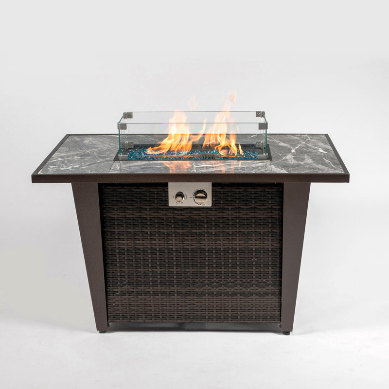 Accomac Rectangle Steel Propane Smokeless Fire Pit Table