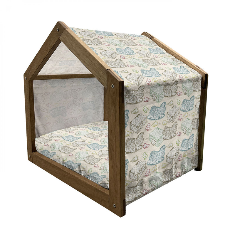Niche pour chien en bois gris, H 25,59 po x l 29,53 po x P 21,65 po