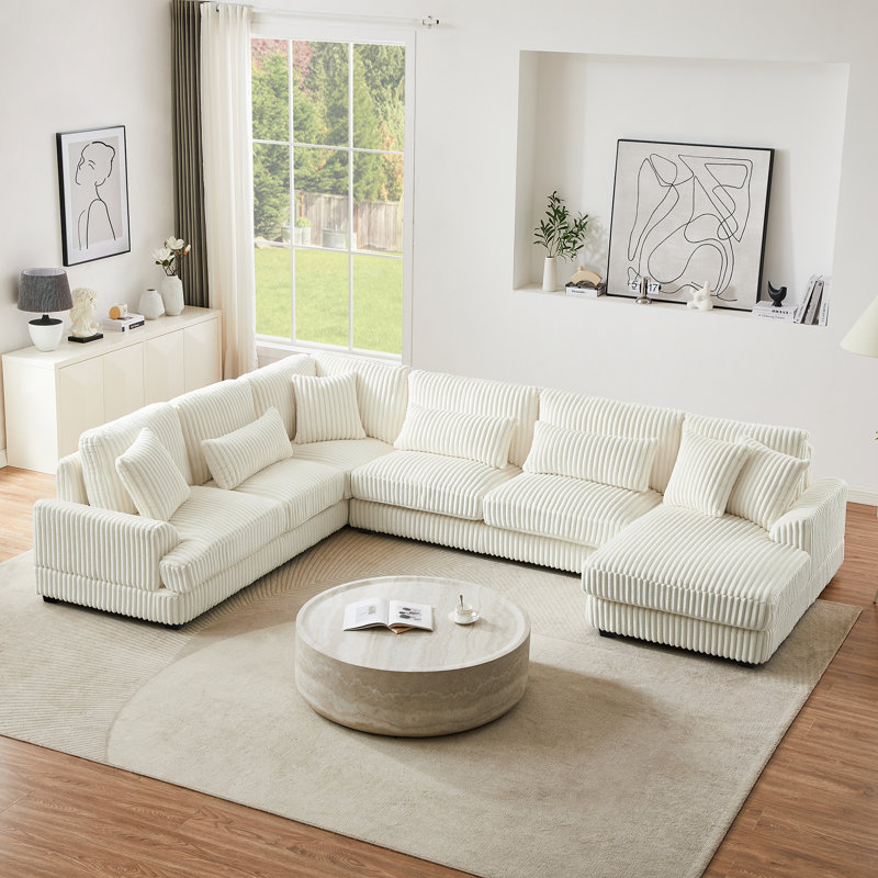 Oversized U-Shaped Corduroy Sectional Sofa with Chaise