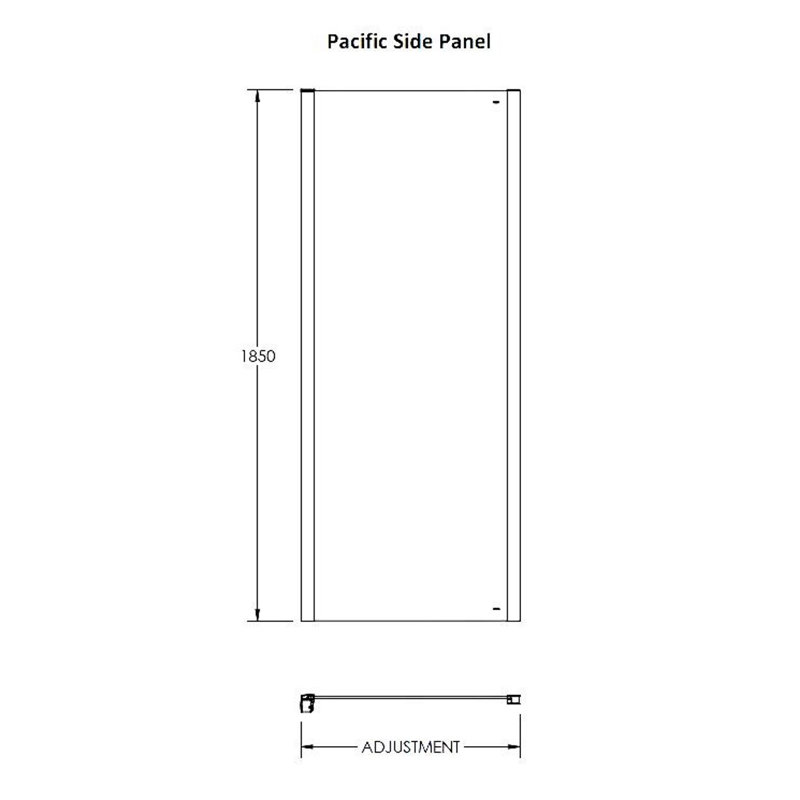 Pacific Side Panels Semi-Frameless Tempered Glass Shower, 69cm W
