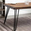 Table de salle à manger style rustique en pin foncé avec pieds en métal, pieds en épingle à cheveux industriels, polyvalente, l 33 po x P 60 po, H 30 po, placage