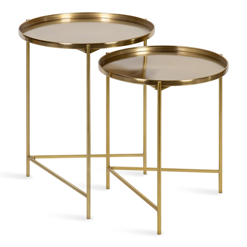 Gwynn Tray Top Nesting Tables, Metallic Gold Top/Metallic Gold Base