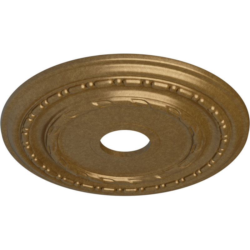 Médaillon de plafond Endurathane Dublin, DE 17 7/8 po x P 3 5/8 po x P 1 1/4 po (convient aux auvents jusqu'à 5 1/8 po), finition or pâle peinte à la main