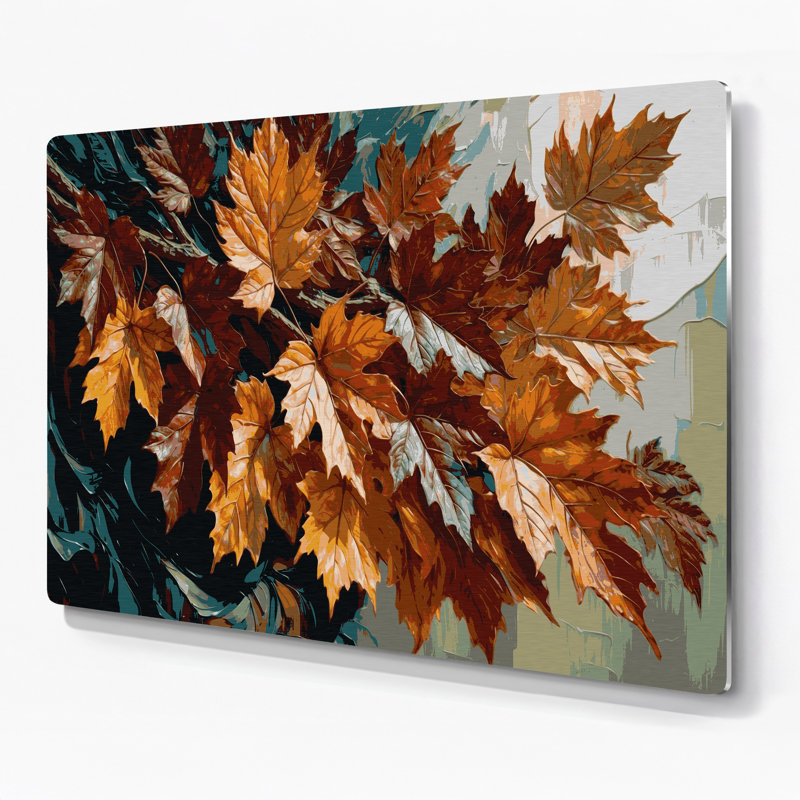 «Botanical Sycamore Leaves», art mural en métal noir, H 12 po x l 18 po
