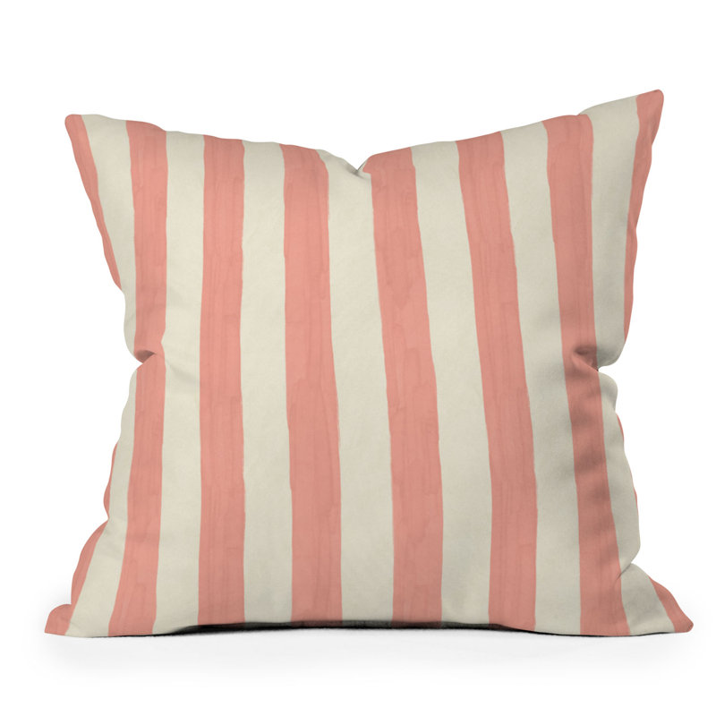 Stripes Throw Pillow, 20" x 20", Orange/Ivory