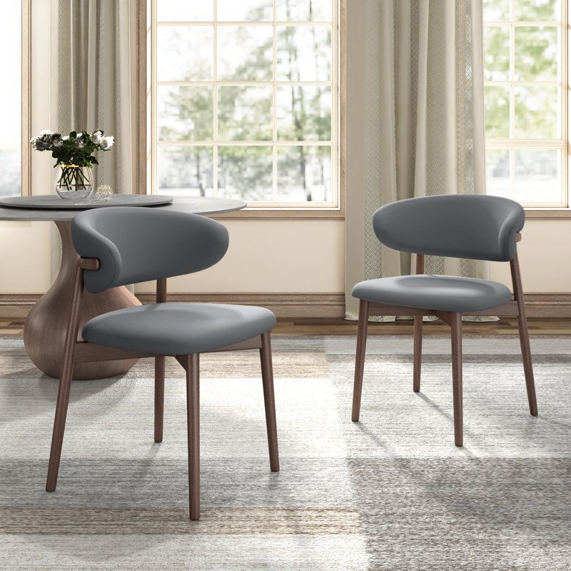 Ensemble de 2 chaises d'appoint en bois massif gris Midland, Gris, Bois de noyer foncé
