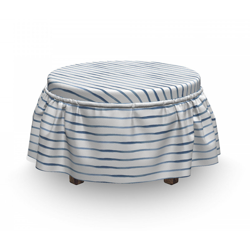Ensemble de housse pour repose-pieds à coussins carrés abstraits à rayures portuaires 2 pièces