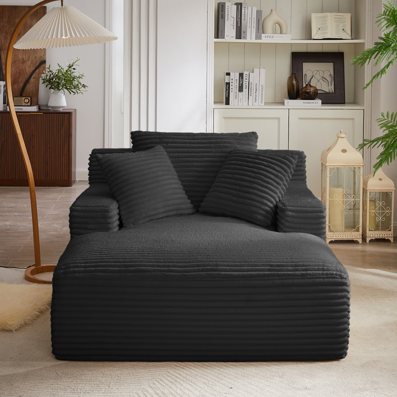 Chaise longue rembourrée, H 29,3 po x l 49,2 po x H 66,1 po, Noir