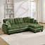 Canapé en forme de L en chenille avec 4 coussins, repose-pieds mobile et garniture capitonnée matelassée de conception ergonomique, canapé à assise profonde facile à assembler pour le salon, le bureau, un appartement, vert