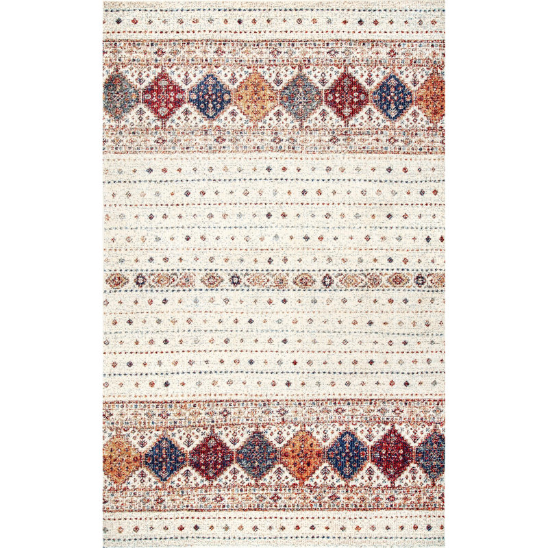 Tapis beige à motif géométrique Paylag, Rectangle 5 pi x 8 pi